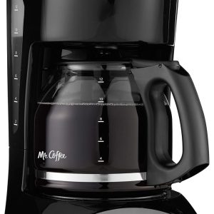 Mr. Coffee Black Coffee Maker, 12 Cups, with Auto Pause and Glass Carafe, Perfect for Home and Office Use