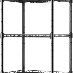 REGILLER 5-Wire Shelving Metal Storage Rack Adjustable Shelves,Standing Storage Shelf Units for Laundry Bathroom Kitchen Pantry Closet(Black,11.8" D x 16.6" W x 53.5" H)